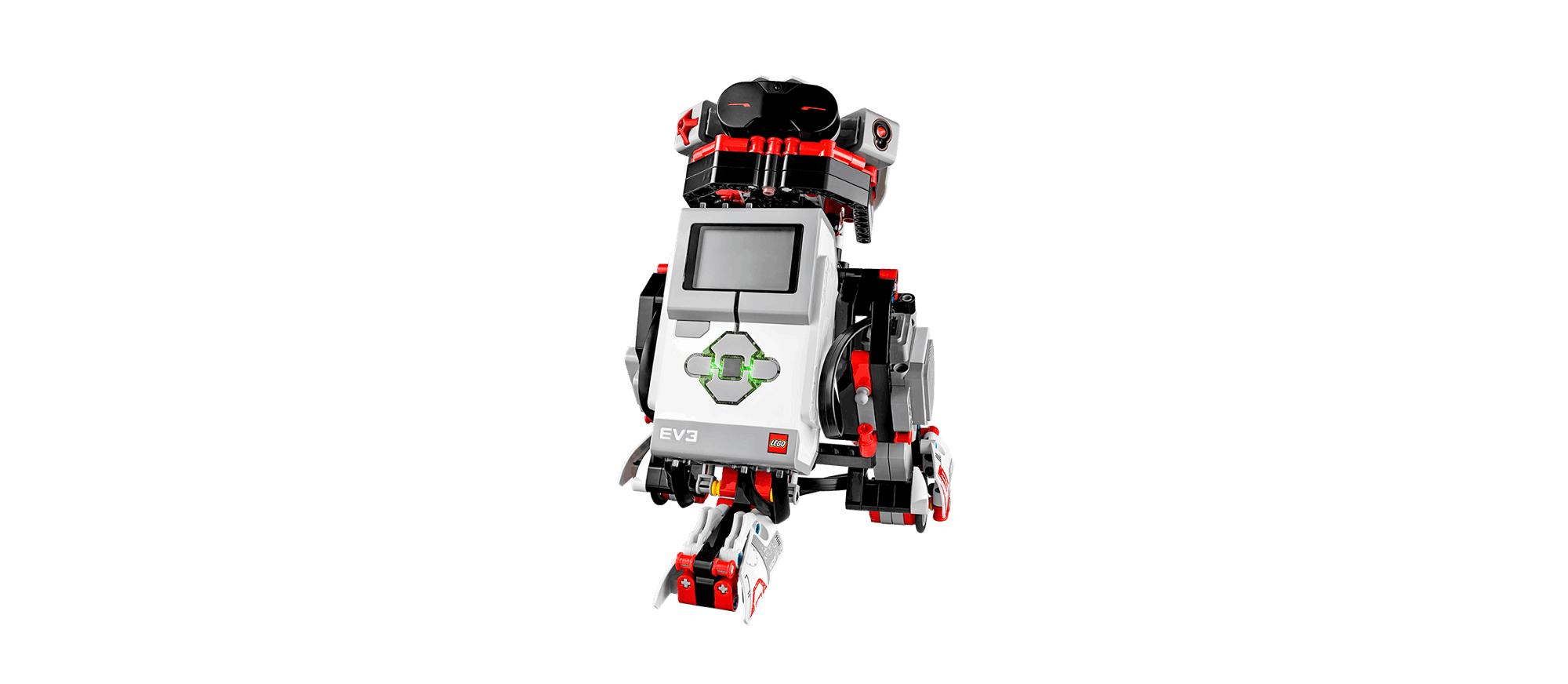 For example this robot can interact with you via the IR Beacon. It supports a wide set of sensors that can easily be programmed or extended in the EV3Dev Image.