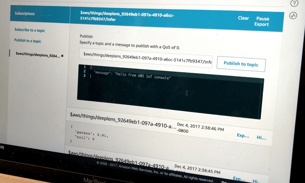 Hello from AWS IoT Console