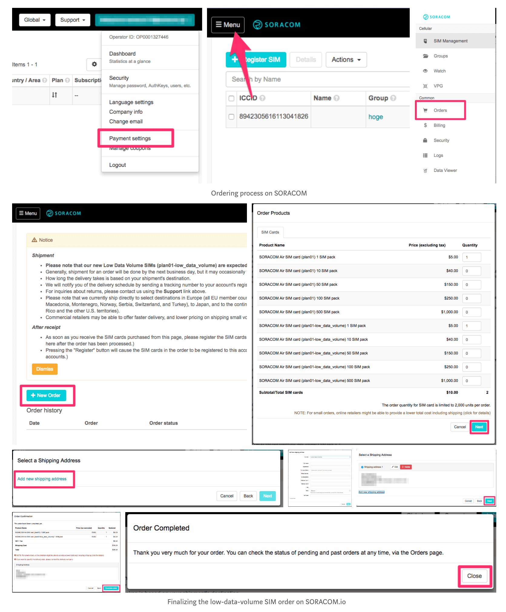 Soracom SIM ordering