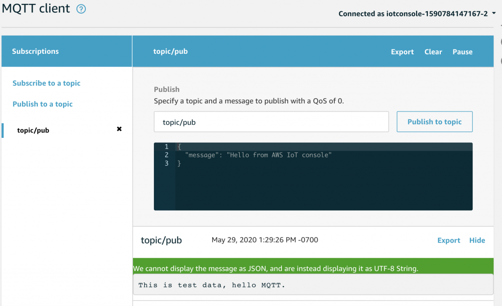 MQTT Client Window