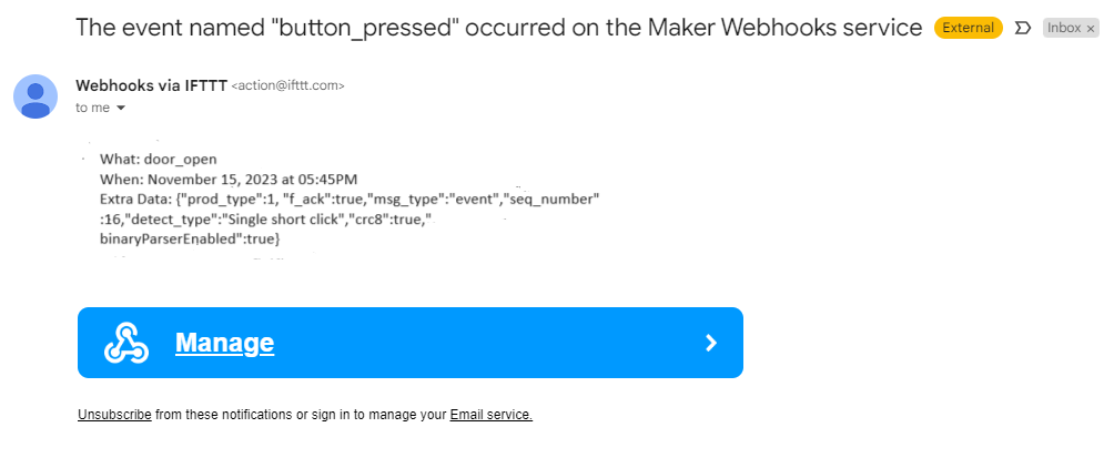 IoT door sensor notification